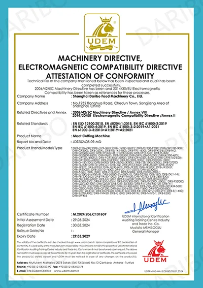  Certificación CE (Cortadora de carne)