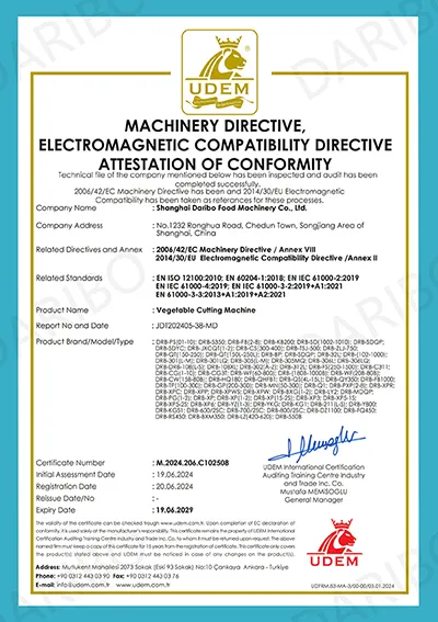 Certificación CE (Cortadora de vegetales)