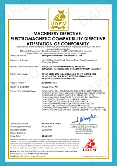 Certificación CE (Exprimidores)